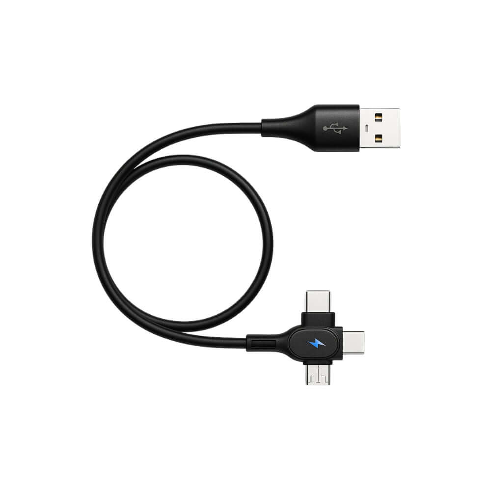 boAt 120W 3-in-1 Fast Charging Cable – Front View with Multi Connectors
