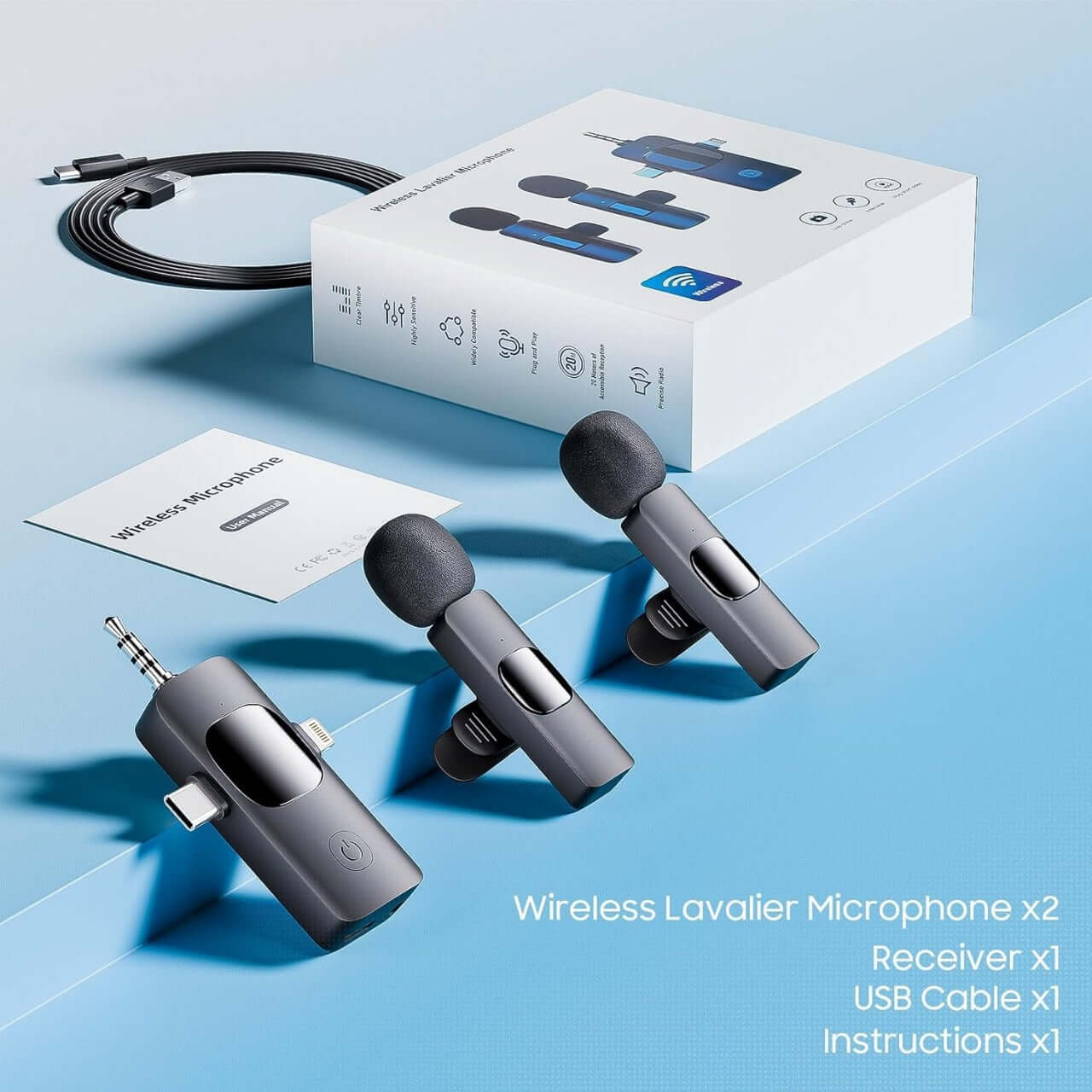 3 in 1 Wireless Lavalier Microphone Charging and Storage Box