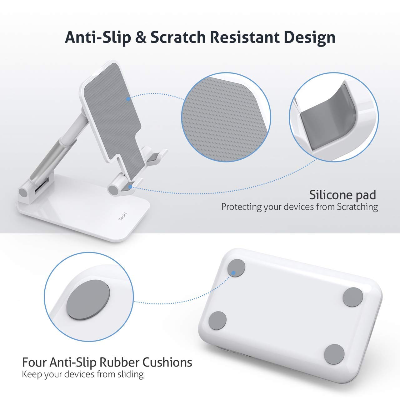 Premium Adjustable Foldable Mobile Stand & Holder for Desk, Office & Home | Height & Angle Adjustable Phone Stand for Table Use