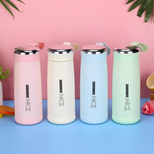 Nice 400ml Glass Water Bottle with Silicone Cover | Leak Proof, BPA Free, Stylish Aesthetic Bottle for Office, Gym & Travel