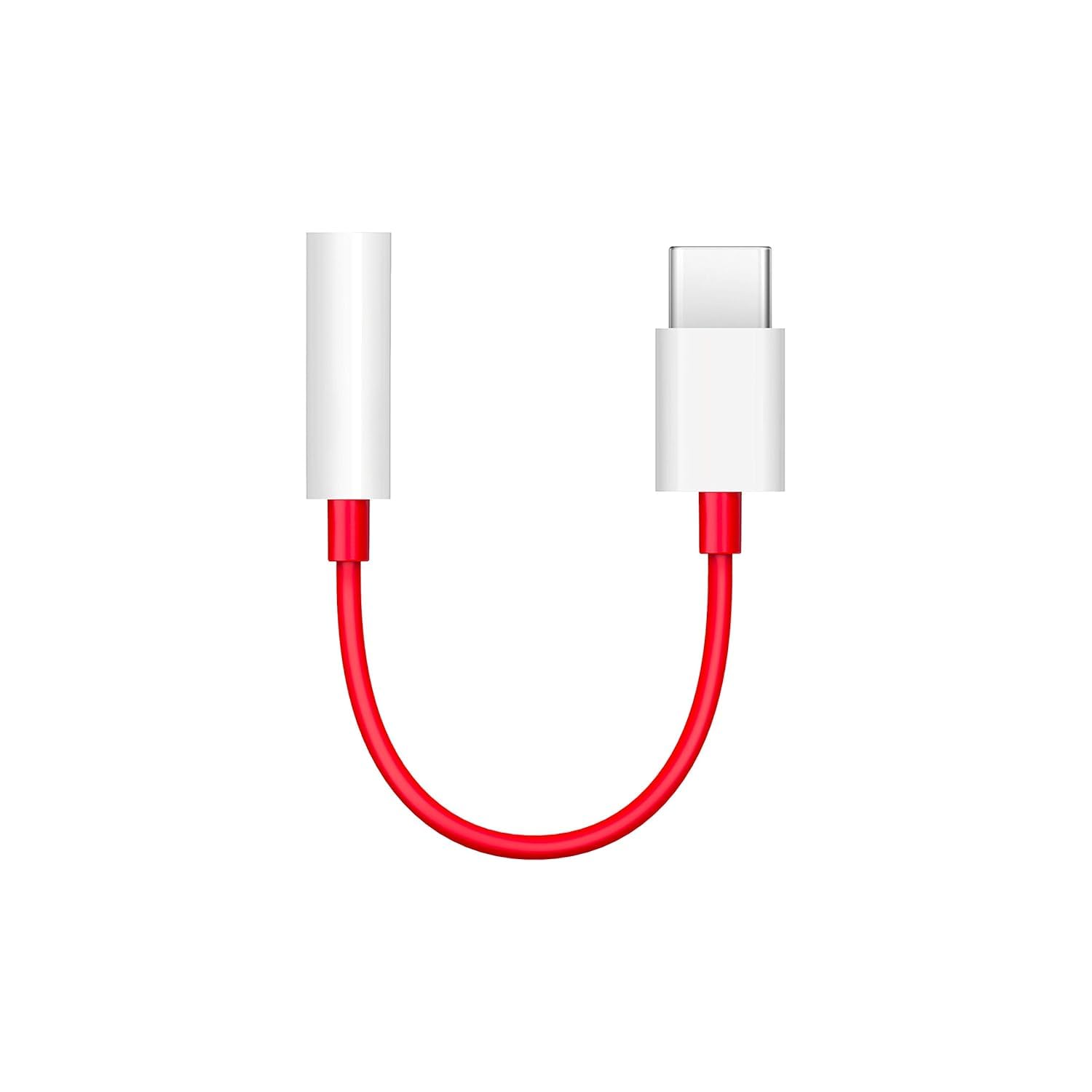 OnePlus Type-C to 3.5mm Headphone Jack Adapter Red Cable Front View