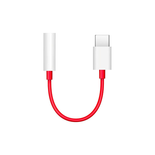 OnePlus Type-C to 3.5mm Headphone Jack Adapter Red Cable Front View