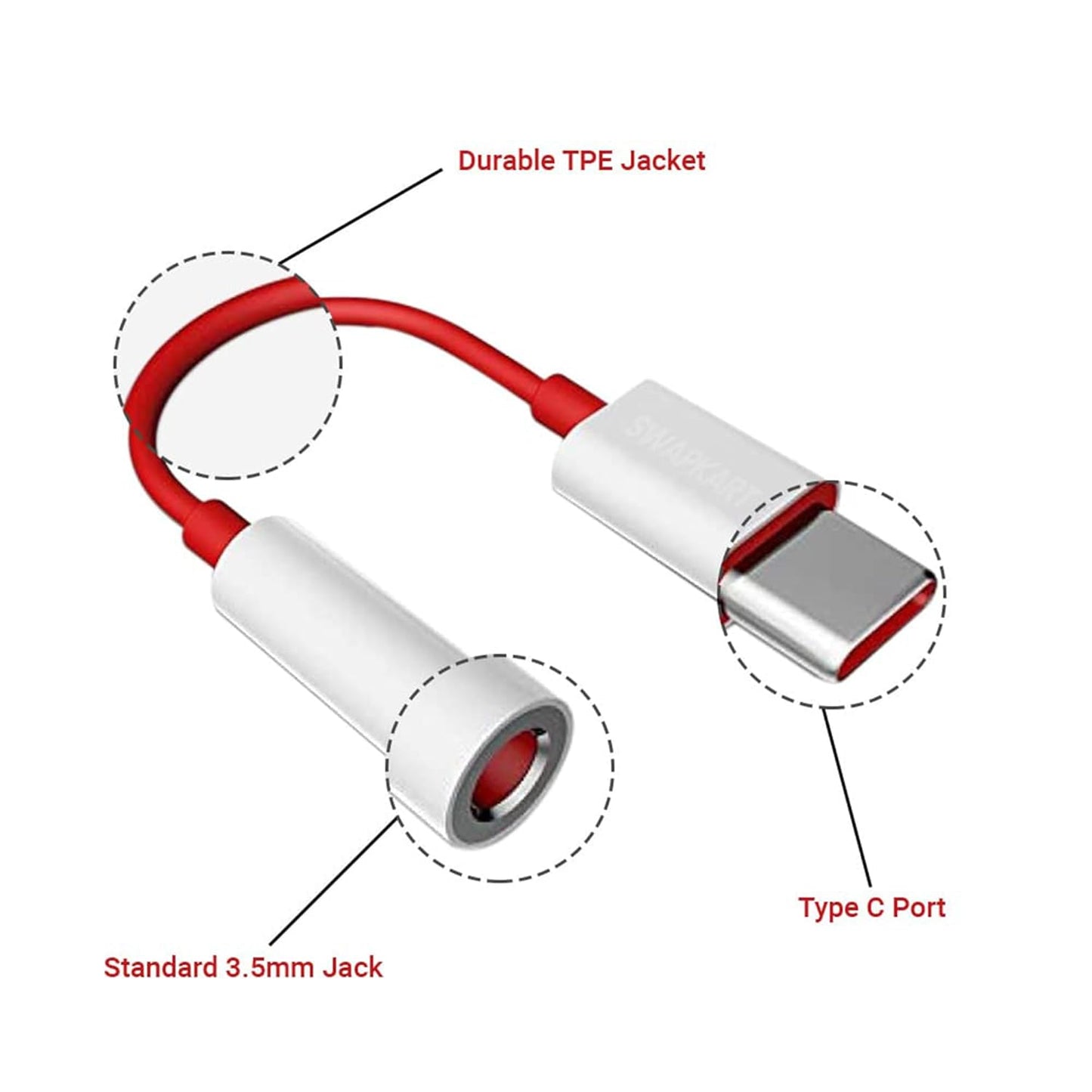 OnePlus Type-C to 3.5mm Headphone Jack Adapter Complete Cable Overview