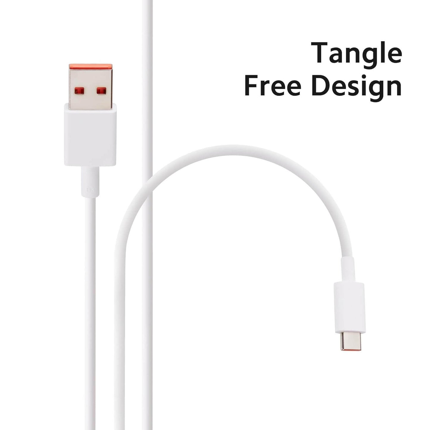Mi 120W 6A Type-C Fast Charging Cable 1M HyperCharge White – Tangle Free Design