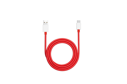 OnePlus 5A Type-C Fast Charging Cable in red, 1M length for fast and reliable charging.