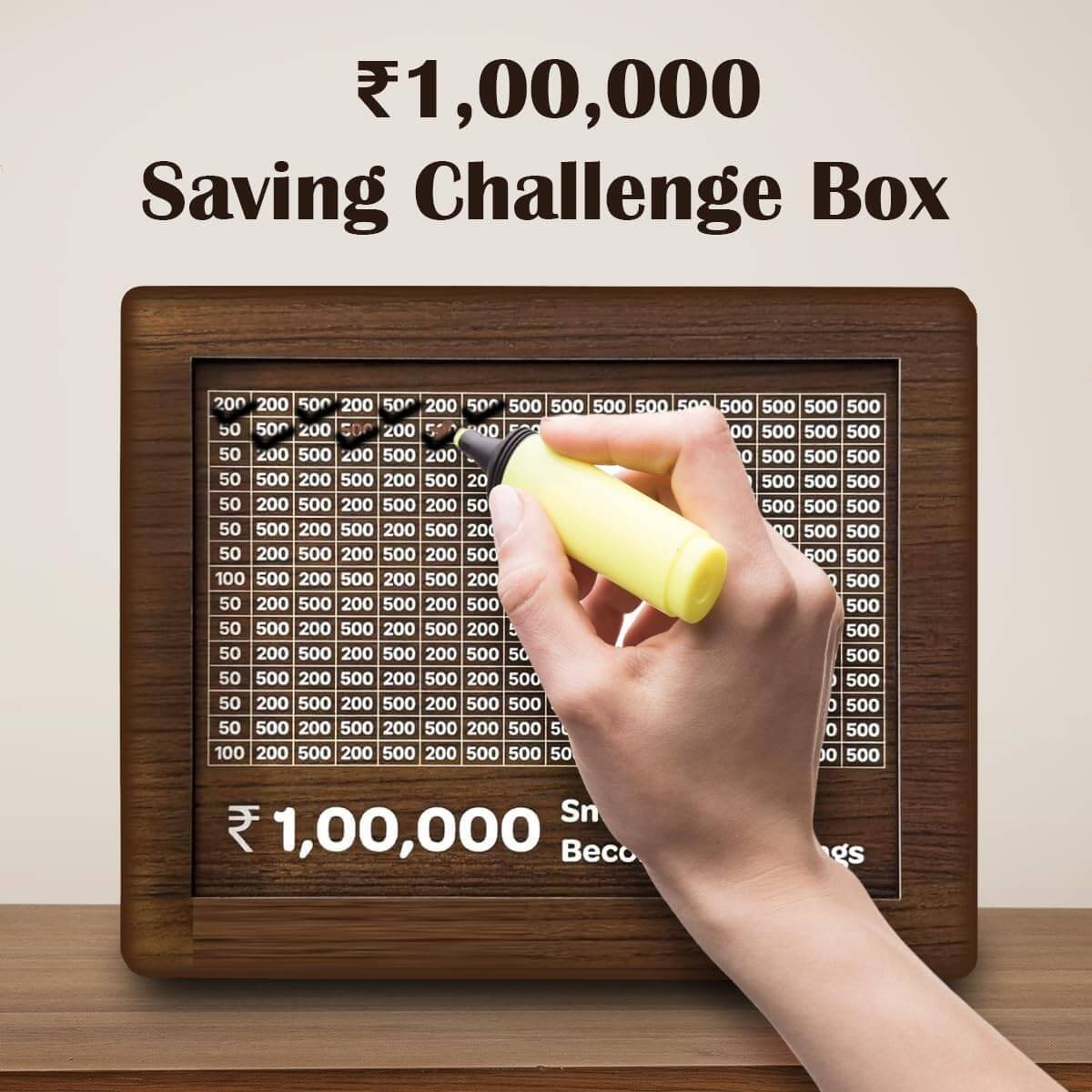 Wooden Money Saving Box 100000 Piggy Bank Saving Challenge Box