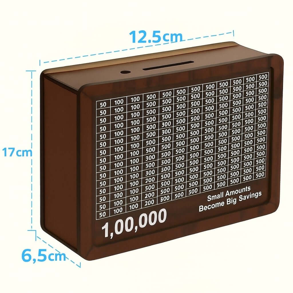 Wooden Money Saving Box 100000 Piggy Bank Size and Dimensions Chart